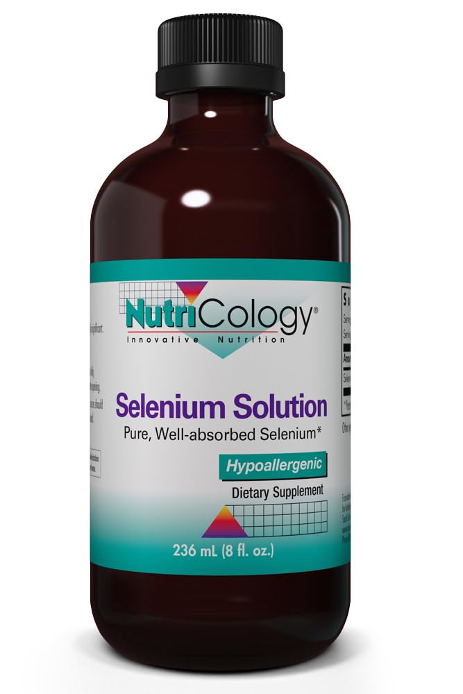 Nutrikologija Selenova raztopina - dobro absorbirana selenova tekočina, čisti natrijev selenit, podpora ščitnici, antioksidanti, 100 μg dodatka, hipoalergenik - 8 Fl Oz