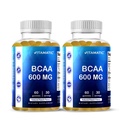 Vitamatska BCAA Gumies - Vejevna veriga Aminokisline dopolnila - Breskova aroma - 600mg na serviranje - 60 veganskih gumijev na osnovi pektina (2 steklenici)