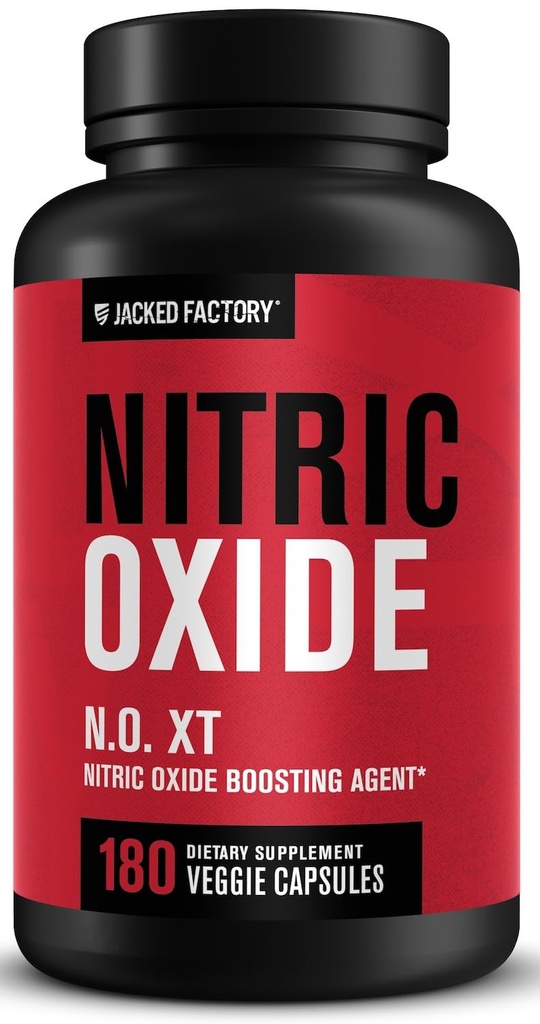 Jacked Factory N.O. XT Nitrični oksid Dodatki za moške w/Nitrosigin L Arginin L Citrulin Dopolnilo za mišične črpalke in žilavost - Pred vadbo Nitrični oksid Booster & Muscle Builder - 180 Caps