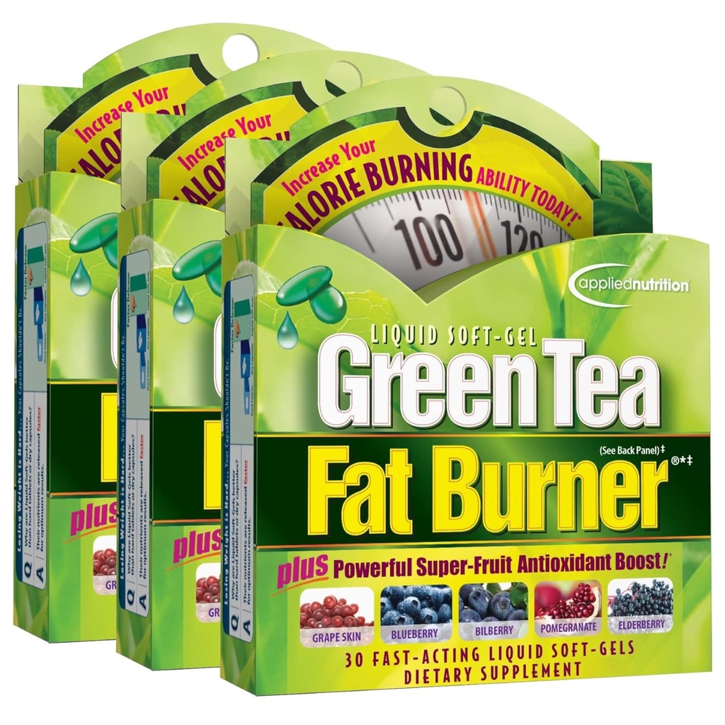 Uporabna prehrana Zeleni čaj Fat Burner - 30 Tekoči soft-Gels, Pack 3 - Poveča kalorie Burning & Dobava Močni antioksidanti - 45 Skupaj Serving