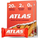 Atlas Protein Bar, 20g Beljakovine, 1g Sladkor, Čiste sestavine, Gluten brez (Pack of 2)