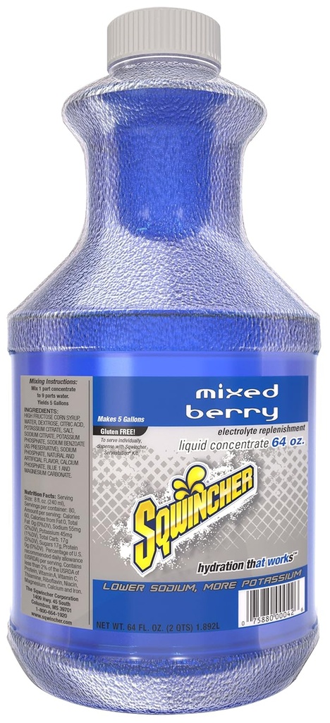 Sqwincher 030320-MB Tekoči koncentrat, 5 Galon Yield, modra, standard (paket s 6)