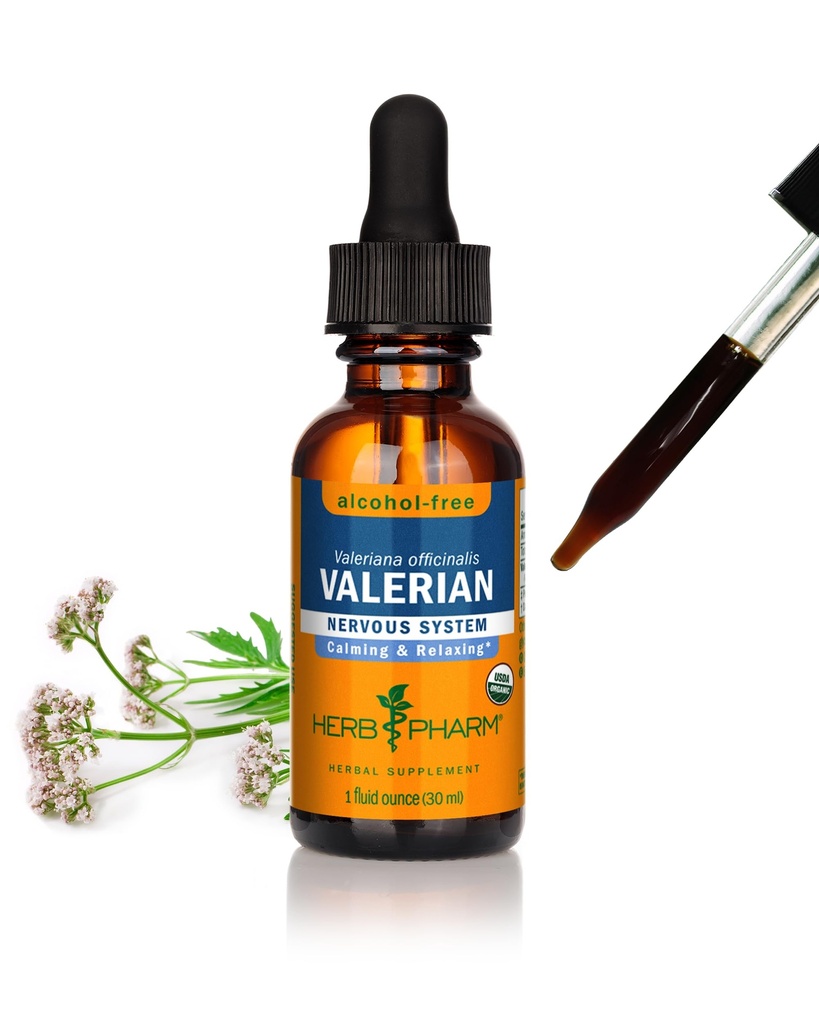 Herb Pharm Organic Valerian Root Liquid Extract, Alkohol-free: Spanje & Sprostitev, Umirjanje nočno spanje podpora dodatek, Sugar-free Zeliščni dodatek, 1 Oz