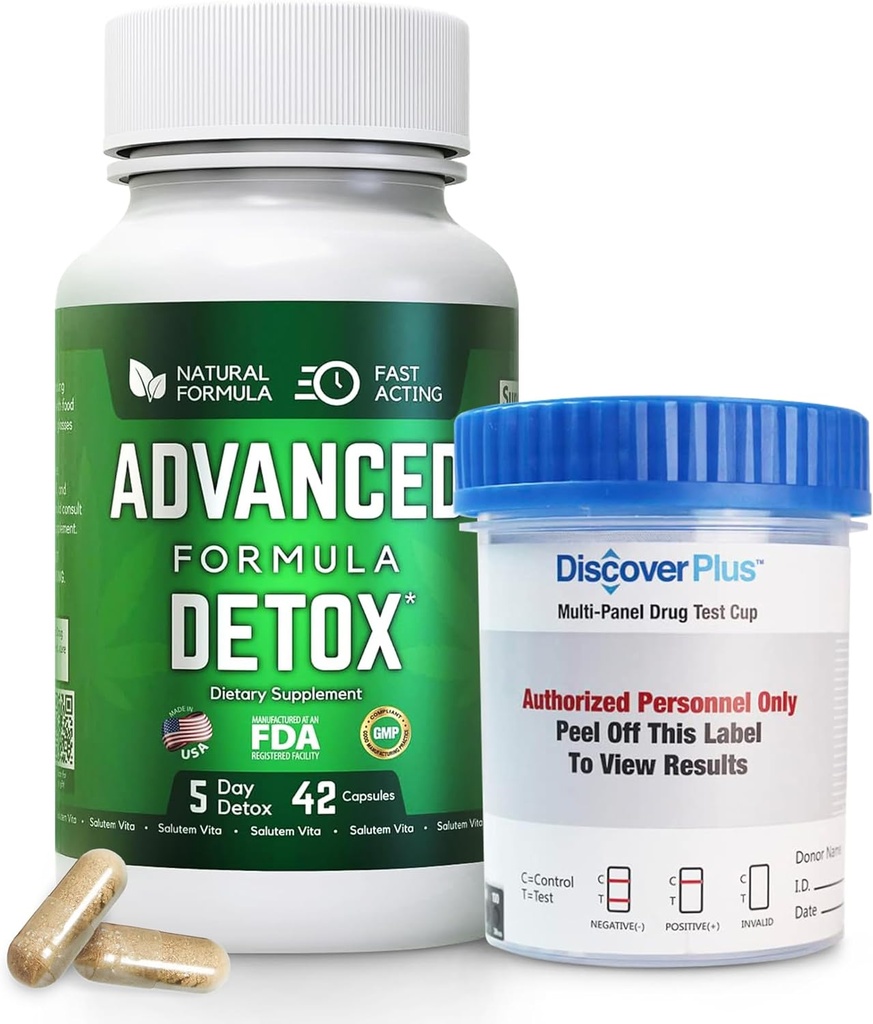 Napredno čiščenje detox, detox komplet s testnim pokalom, naravno razstrupljanje in čiščenje z mlečnim osat, Licorice prašek, in več, čiščenje telesa detox za ženske in moške, 42 kapsule, 1 pakiranje