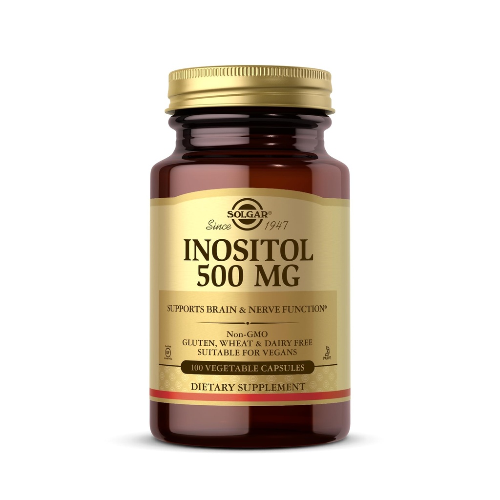 Solgar Inositol 500 mg - 100 Zelenjavne kapsule - podpira celično delovanje in zdravje možganov - vegan, brez glutena, brez mleka, Košir - 100 Servisi