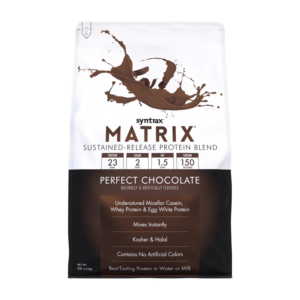 Syntrax Nutrition Matrix - Trajno sproščanje beljakovinska mešanica, Popolna čokolada 5 funtov.