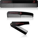 Bossman acetatno brado, Mustache, & las Comb Set 3 - Combs za moške z minimalističnim magnetnim poljem (7,5-inch, 5-inch, 3,5-inch) - Lastnosti zaokrožene zobe, dvojno sidrane zobe in upogljivo oblikovanje
