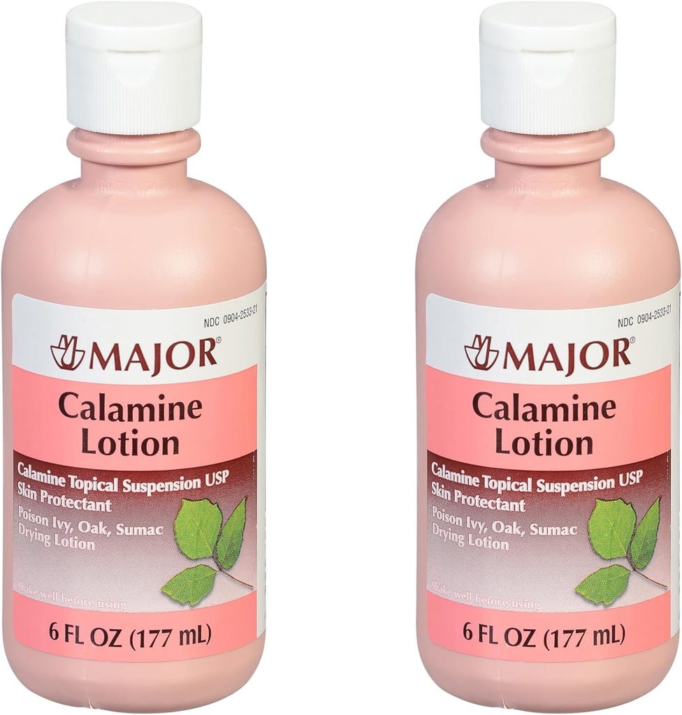 MAJOR losjon za kalamin - topična suspenzija za kalimin USP za zaščito kože - 6 Fl Oz (177 ml) (2 pakiranji)
