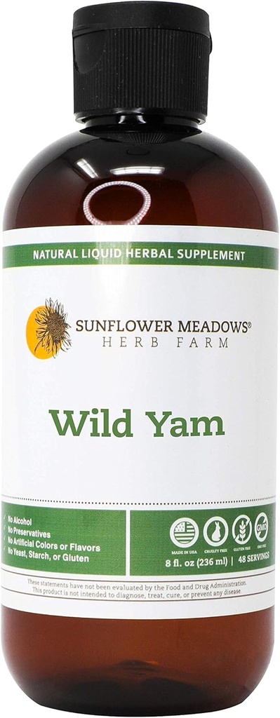 Divji Yam Liquid Herbal Supplement - 8oz- Brez alkohola, ne-GMO, izdelan iz organskih sestavin