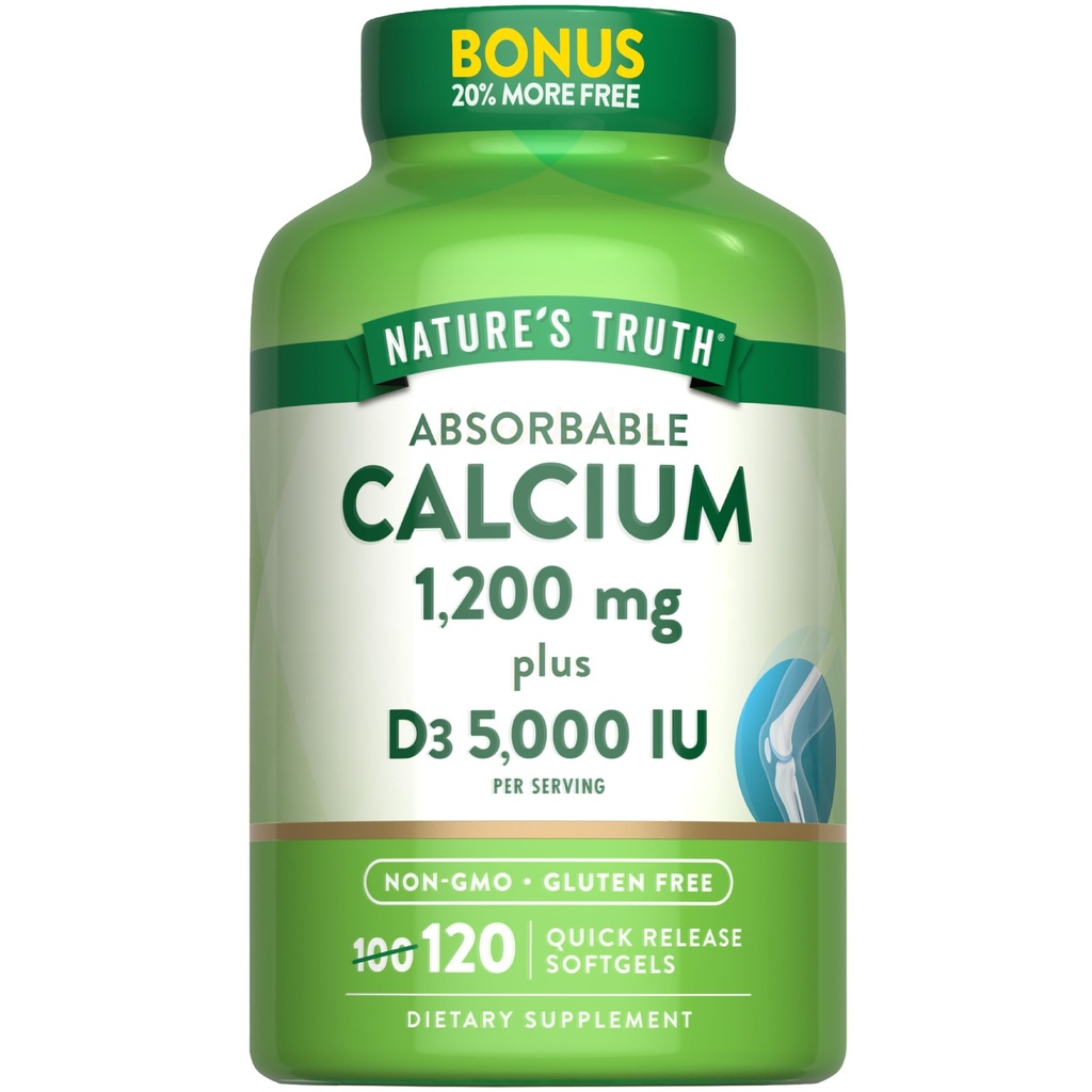 Naravna resnica Absorbljivi kalcij 1200 mg z vitaminom D3 5000 i.e. 