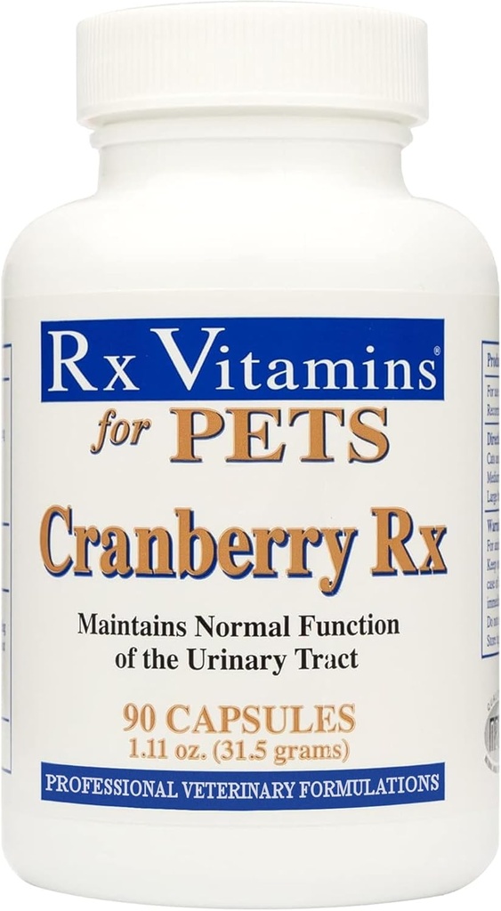 Rx Vitamini Cranberry tablete za pse - Cat urinary Tract Medicine Support - UTI zdravljenje za hišne ljubljenčke - Dog & Cat serin Relief Aid - 90 Cap.