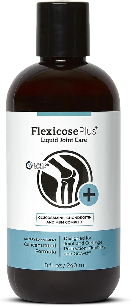 Flexicose Plus - Liquid Joint Care - 8 fl oz - Napredna skupna podpora dodatek z glukozamin, Chondroitin & MSM Complex Joint Care za moške in ženske