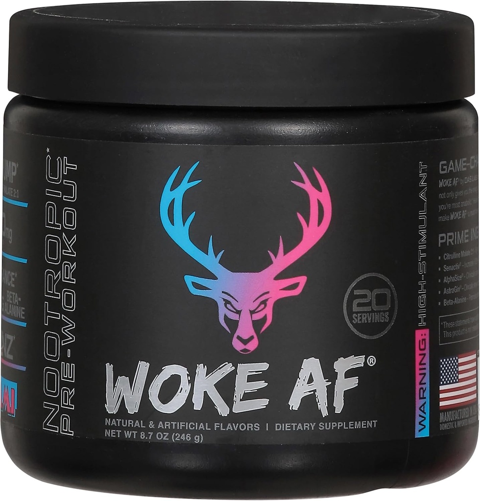 Woke Af pred treningom prašek, povečana energija, Miami, 333mg kofein, 20 strežnice