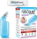 Nazopure Nazal Wash, mali Squirt Kit, “Nicer Neti Pot” Sinus Wash Kit, Udobno nosna izperi 4 Oz Steklenica & 20 Sol Packets (3,75 Gr vsak), Nasal Congestion, hladno, alergija, Nazal namakanje