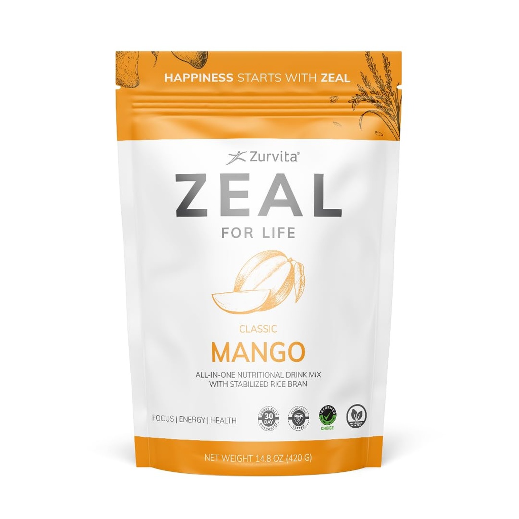 Zurvita Zeleno za življenje Wellness Drink Mix - Mango Flavor - Gluten-free, Vegan, z Biotin, Vitamini B12, C, D, E, Železo, Magnezij - 30 Serving (420g)