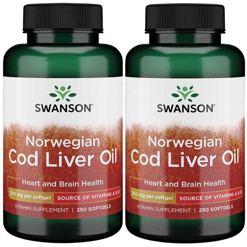 Swanson Cod Jetrno olje 1250 Iu A/135 Iu D 250 Sgels (2 pakiranji)