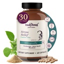 Organic Mood Pills - 60 Capsules Organic Ashwagandha Supplements for Women and Men, Ashwagandha Root Capsules with Cordyceps, Holy Basil & Rhodiola, Reduce Stress, Boosts Mood and Cognitive Function