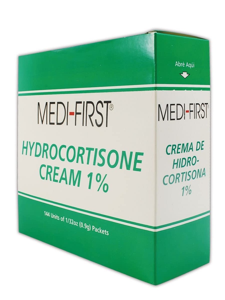Medique MP211-35 Medi-First 1% Hydrocortison Cream, 0,9 g, Standard, Green/White (Pack of 144)