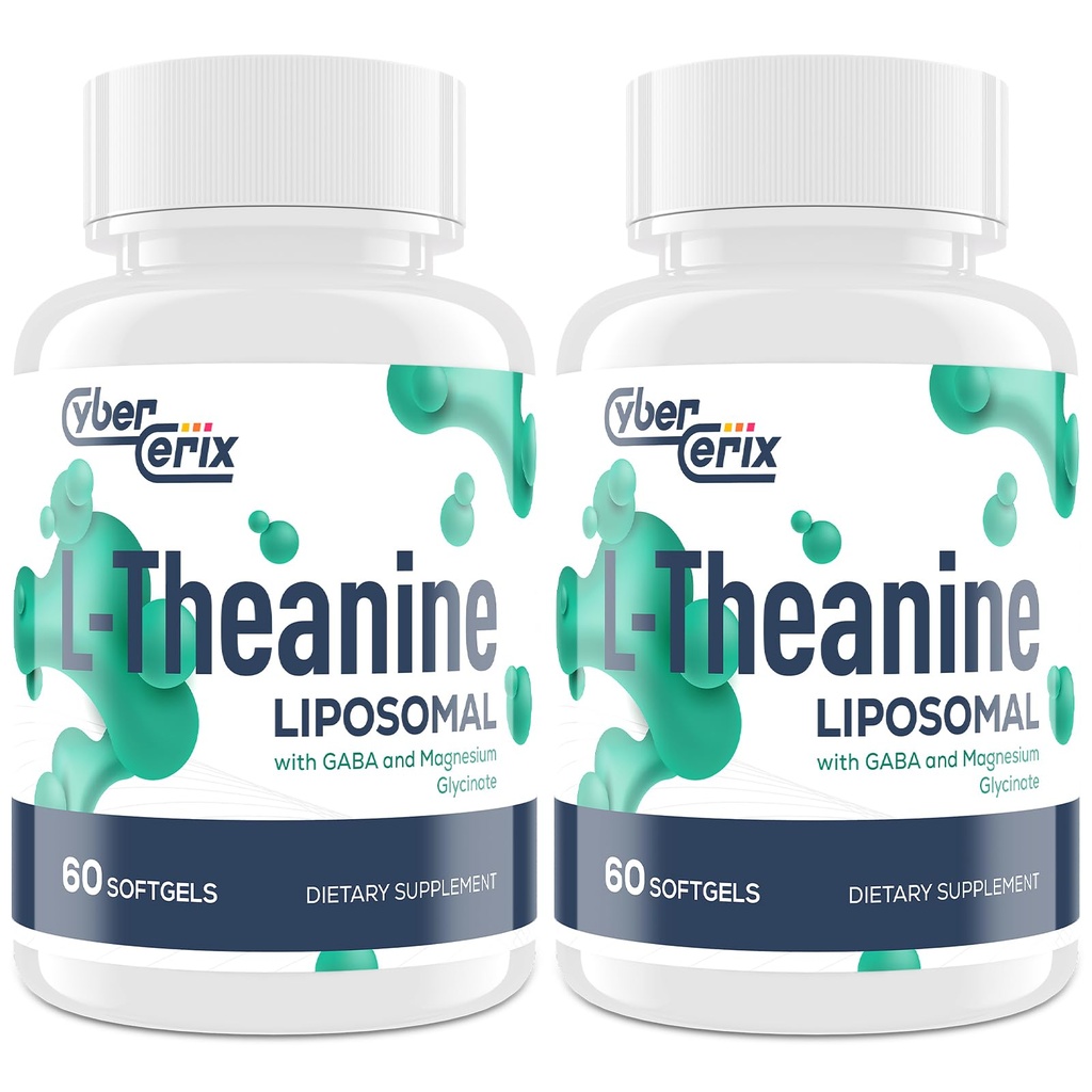 Liposom L-Theanine 500mg, Complex z GABA 200mg & Magnezij 100mg, Dodatna moč dodatek za mirno, sprostitev in fokus, Gluten brezplačno - 120 kapsul