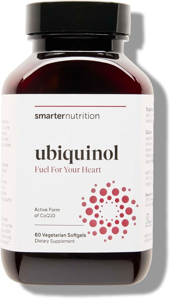 SMARTERNUTRITION Ubikinol 100mg + Naravne rastline na osnovi popolne Omega 3 6 9 - Klinično raziskano Ahiflower® olje - Ultra Absorpcija CoQ10 za podporo srcu - Non-GMO - 60 Softgels[30-dnevna dobava]