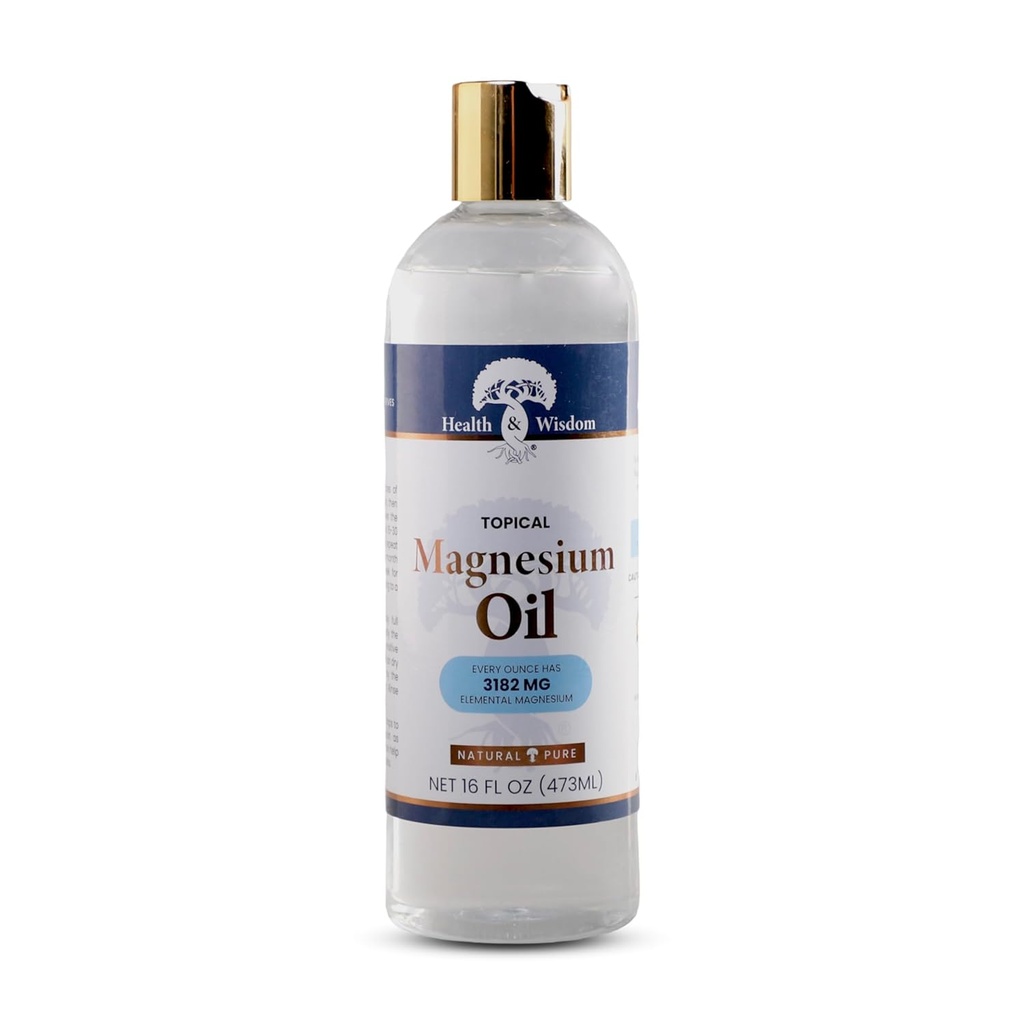 Zdravje in modrost čisto magnezijevo olje - topične mišice in skupni Relief- naravni in čisti kožo vlažilec - Izboljšana absorpcija - 16 fl oz