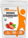 BulkSupplements.com Organska jagoda v prahu - Sadje v prahu iz ekoloških jagod - Brez sladkorja doda & Gluten brezplačno, 3g na serviranje, 500g (1,1 lbs) (Pack of 1)