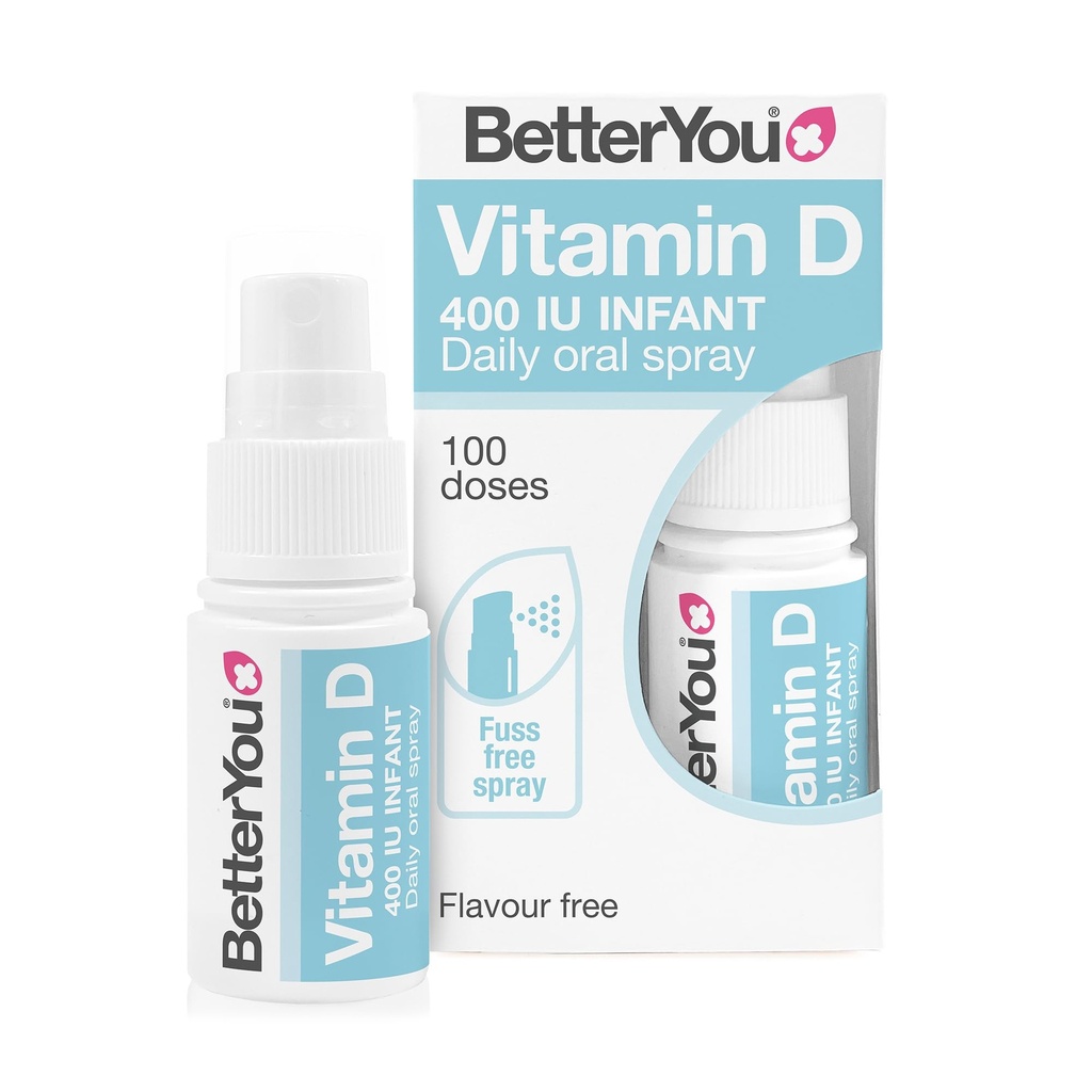 BetterYou D400 Infant Vitamin D Oralno pršilo - Priročna alternativa za tablete - posebej oblikovan za otroke, mlajše od 3 let - preprosta in čista formulacija - Vitalna za razvoj otrok - 0.5 oz