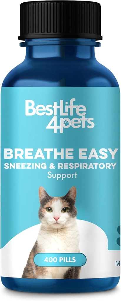 Cat Respiration Comfort Supplement - Naravno dihanje Easy Mačje podpore za vse letne čase, Kašljanje, občasno Nazal Stuffiness in Sneesing - 400 Brez vonja, enostaven za uporabo tablete brez okusa