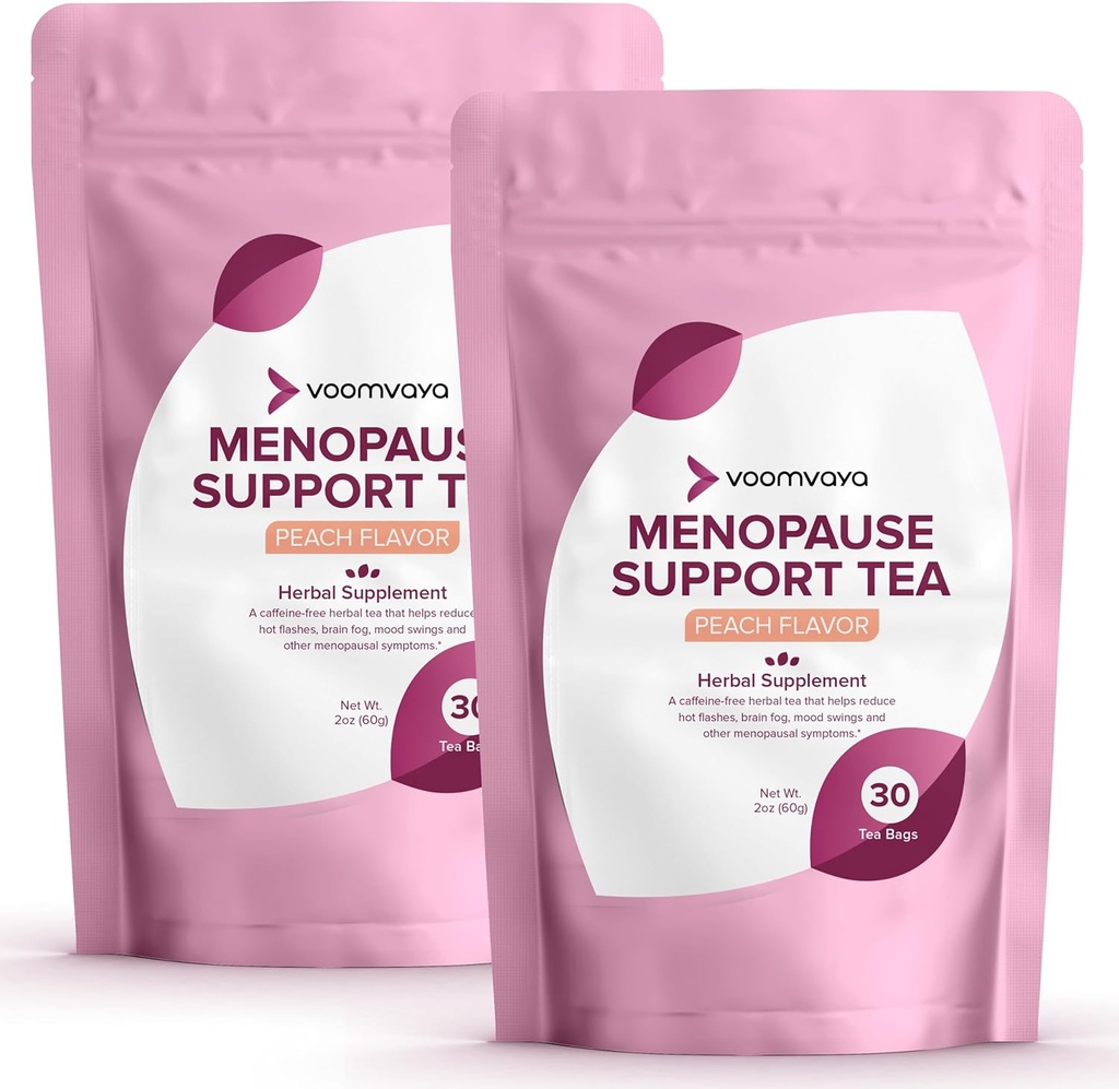 VoomVaya Save 10% na Menopause Podpora Tea 2-Pack paket - Naravna Menopause Relief za ženske w/Rdeči Clover & Black Cohosh - nočno potenje in vroče Flashe Relief - Breash Flavor - 90 Teabags