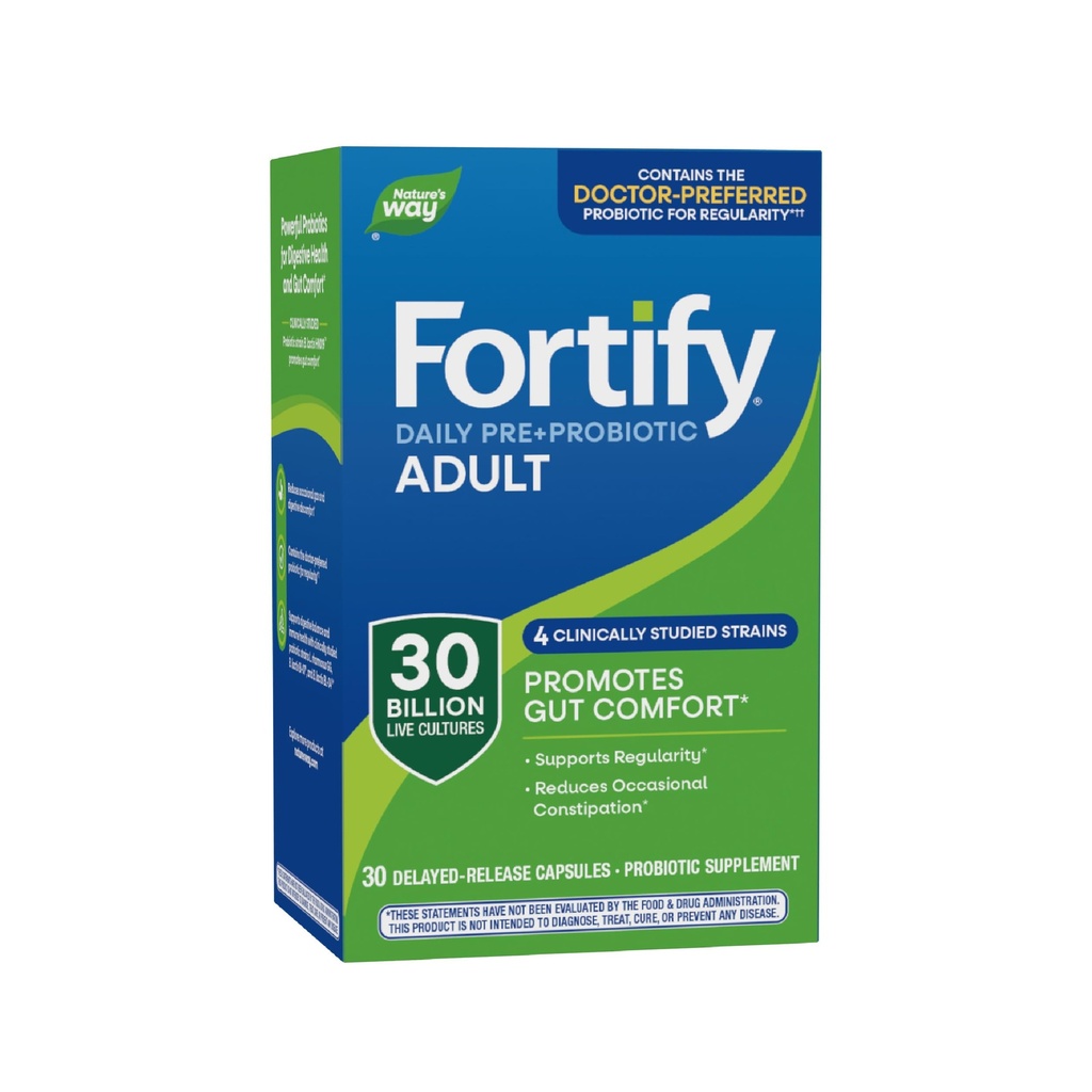 Naravna pot Fortify Daily Pre+Probiotic Adult 30 milijarda, Probiotiki za imuno in prebavno zdravstveno podporo*, 30 milijard živih kultur, 30 kapsul
