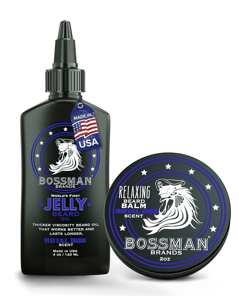 Bossman želeno olje za moške in brada Balm za moške Combo - Royal Oud Scent