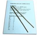 Coloidal Silver Generator Wire Zajamčena 99,99% Pure - Garnitura (2) 4" Elektrode Rods 12-Gauge (0,08 in. / 2.06 mm) s certifikatom o skladnosti/Celotna kemična analiza zlitine Sestava