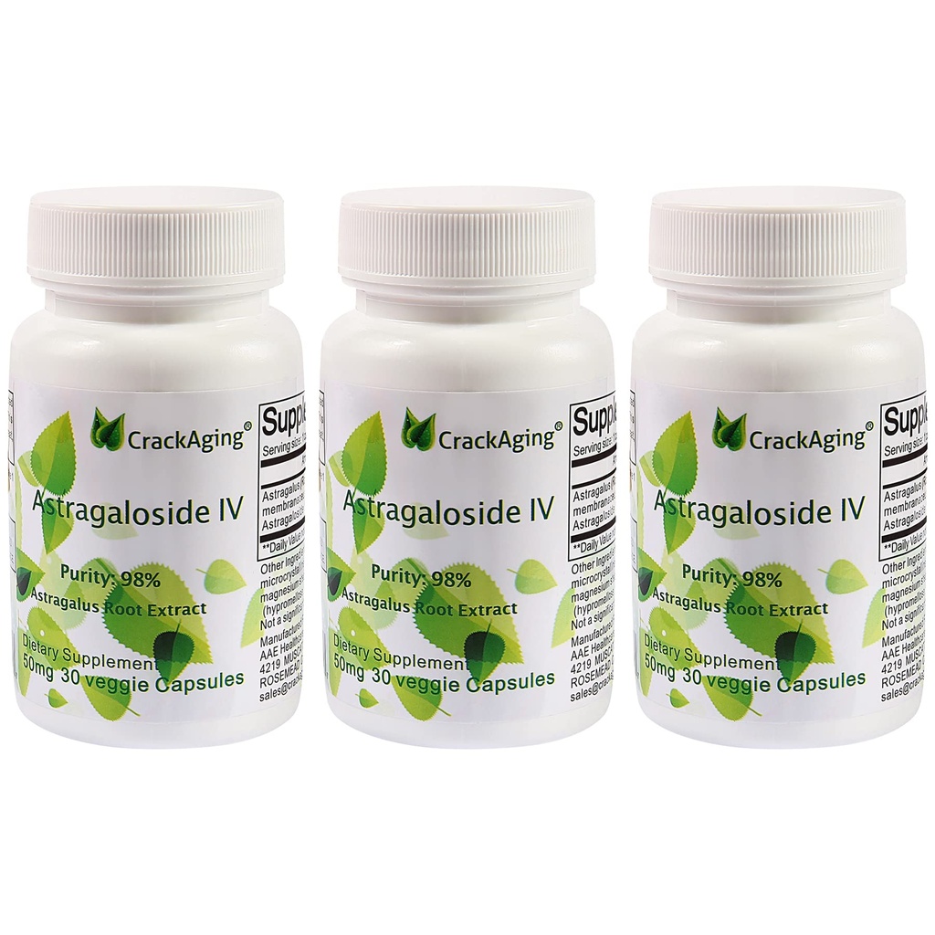 Kreking Super absorpcija Astragalozid IV 98% dopolnila proti staranju za podporo odraslih Imunska podpora 50 mg/Cap 90 pokrovčki v 3 steklenici
