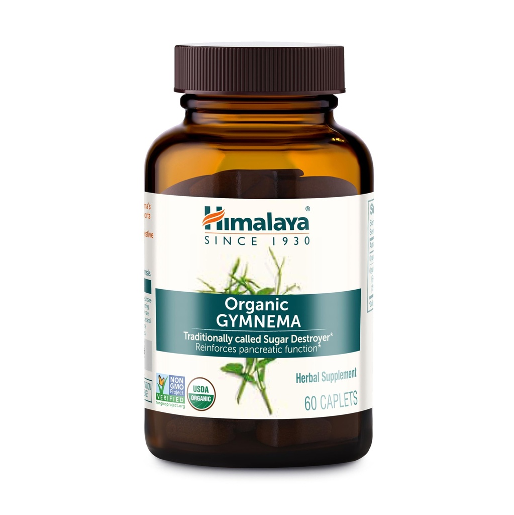 Himalaja Organic Gymnema Sylvestre – Presnovna podpora zeliščni glukozi - USDA Organic, Non-GMO, Vegan, Gluten Free, Dodatek Free, 700 mg, 60 Kapleti