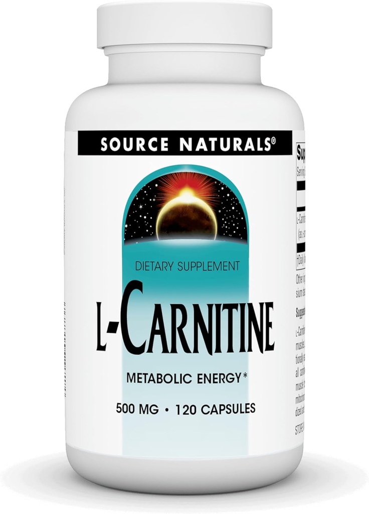 Naravni vir L-karnitin 500 mg za metabolično energijo - 120 kapsul