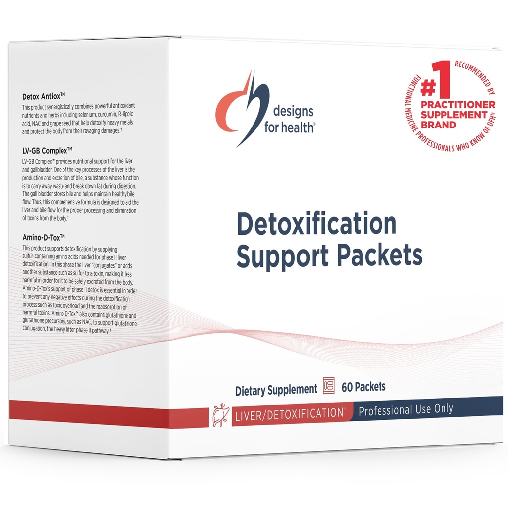 Designs for Health Detoxification Support Packets - 3-delni Easy Full Body Detox, Jetrna Cleanse Support Kit - Razstrupljanje z hranili, Kalcijev D-glukarat, Mlečna os + več (60 Paketov)
