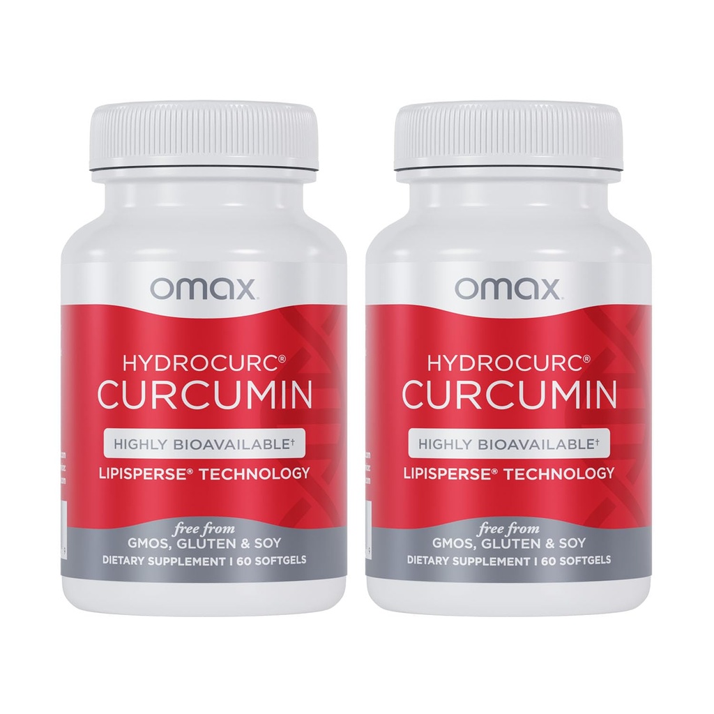 Omax3 2 Pack- HydroCurc Kurkumin Softgels, visoko biološko na voljo MCT olje nanodelec za potenca in absorpcijo, skupno zdravje, 120 Softgels