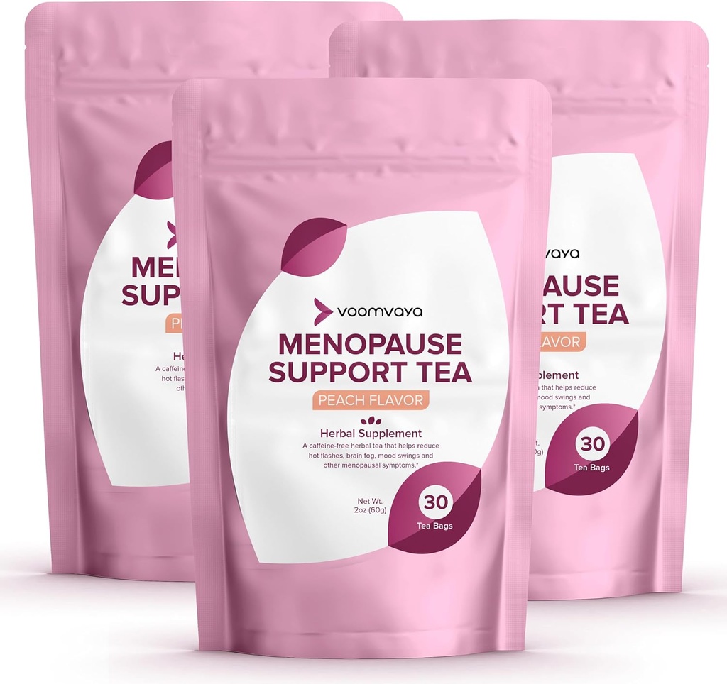 VoomVaya Save 20% na Menopause Podpora Tea 3-Pack paket - Naravna Menopause Relief za ženske w/Red Clover & Black Cohosh - nočno potenje & vroče Flashe Relief - Breash Flavor - 90 Teabags
