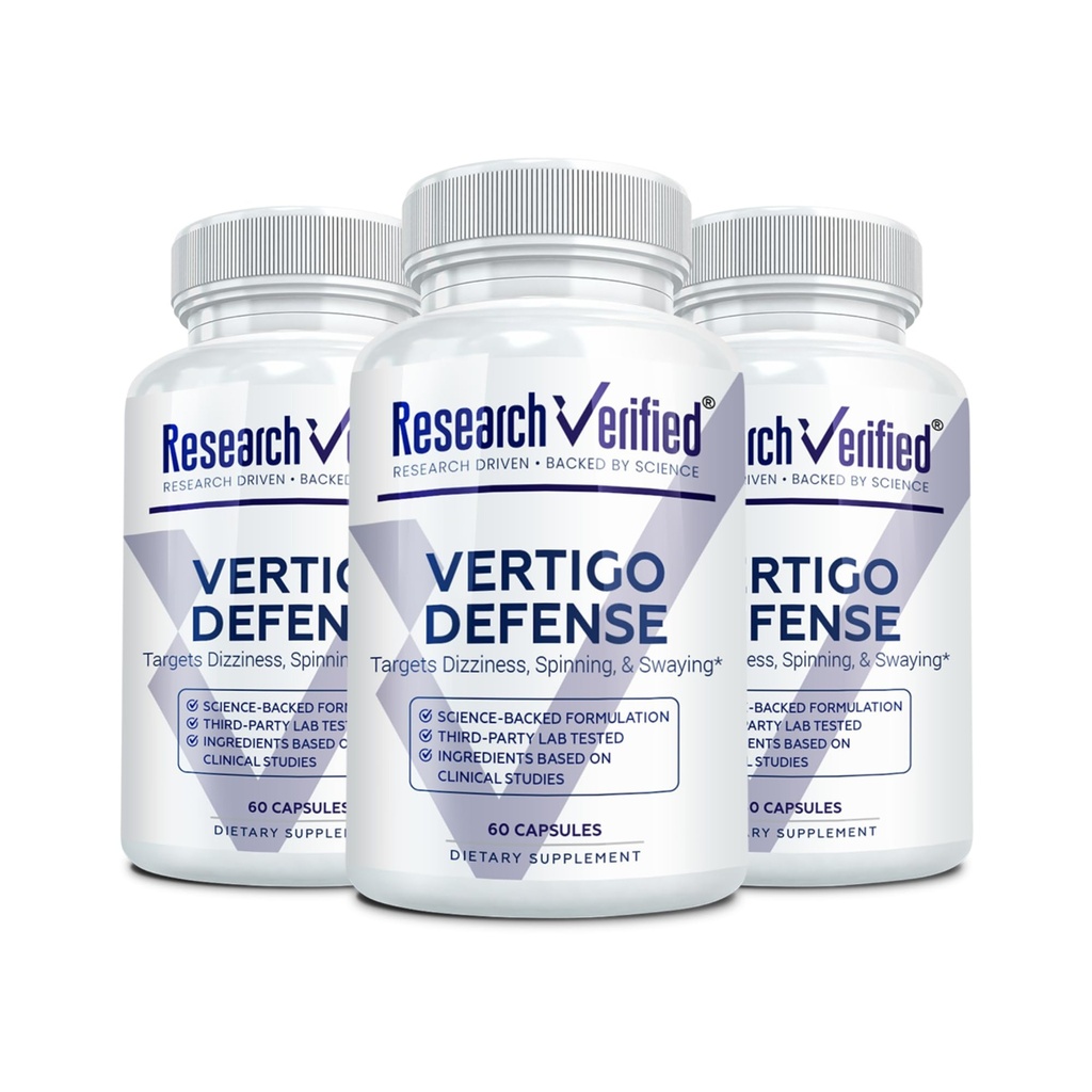 Raziskave Preverjena Vertigo Defense - Soothe Simptomi in podpora Notranje ravnotežje ušesa - Vitamin D3, Ginger, Ginkgo Biloba, BioPerin - 180 kapsul