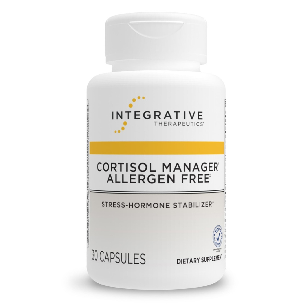 Integrativna terapevtska terapija Upravitelj kortizola Alergen Free - Adrenal Health Support Supplement for Health Stres Response* - Veganska, nematična in gluten-free - 30 kapsul (15 strežnikov)