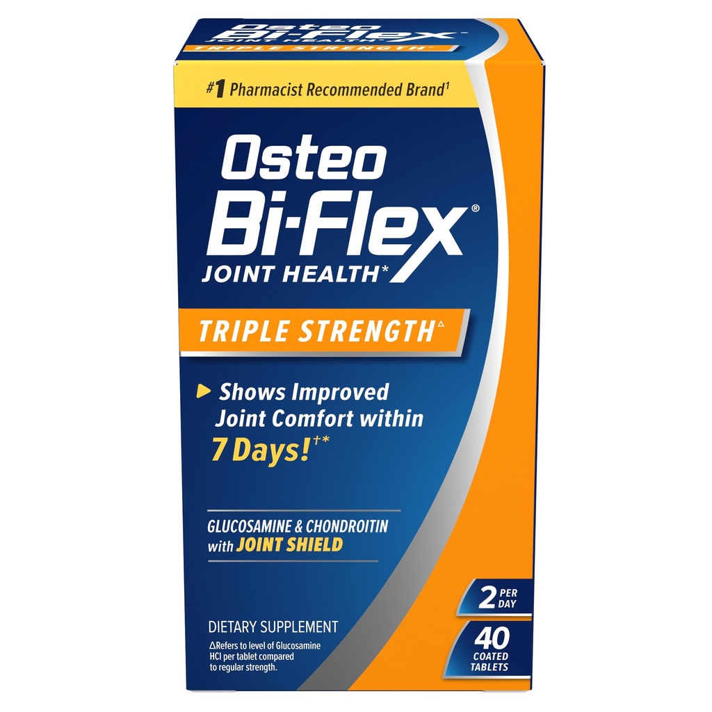 Osteo Bi-Flex Trojna moč(5), glukozamin Chondroitin z vitaminom C Skupni zdravstveni dodatek, obložene tablete, 40 število