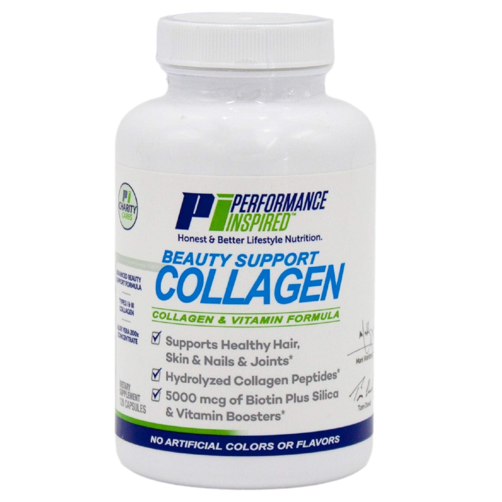 Performance Inspired Nutrition Collagen Kapsule – Joint, Skin, Nohti in Lepotna podpora – 5000mcg Biotin, Silica, Aloe Vera & Collagen Peptides – 120 Count