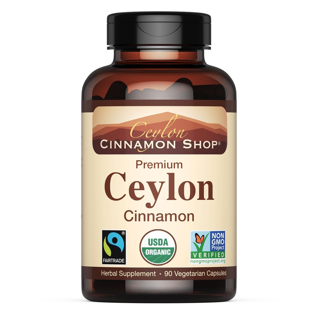 Ceylon Cimet Shop Organic Ceylon Cinnamon (100% Certified) dodatek, 90 kapsul