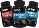 DR. BO Berberine Dodatek za presnovo Podpora za presnovo in vodne tablete - 1200 mg Berberine HCL dodatek za zdravo metabolično podporo - Premium HCL 600mg na kapsulo in vodne tablete Zadrževanje diuretike