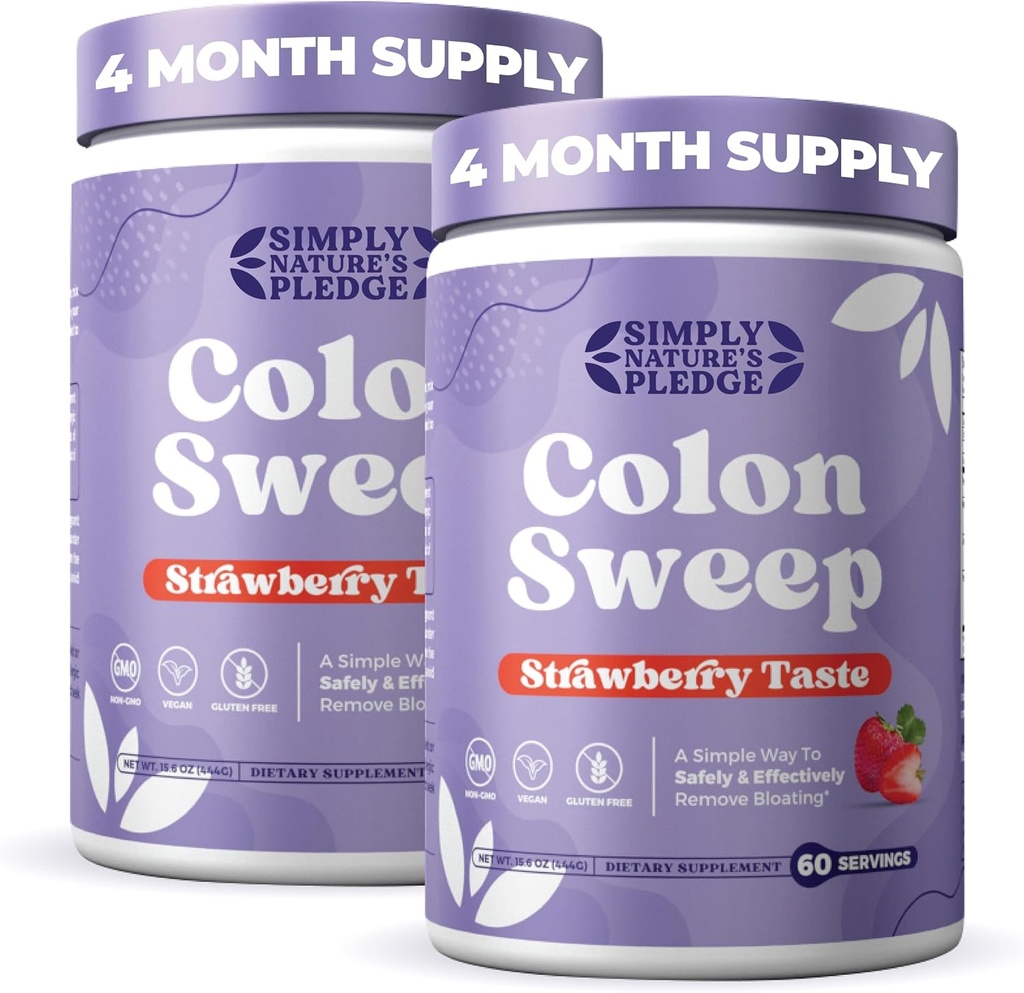 ColonSweep Psyllium Husk Powder Cleanser Colon - Vegan, Gluten Free Fiber dodatek - varno čiščenje kolonije za zaprtje, napenjanje Relief & Gut Health -16 OZ (60 strežajev) - 2 paket