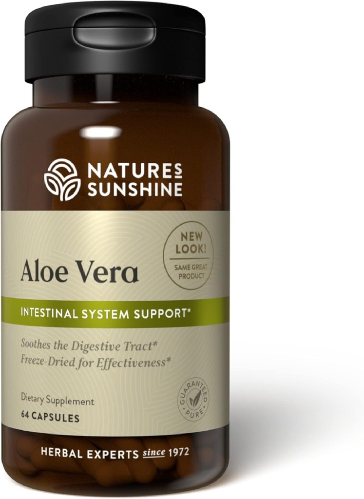 Narava Sunshine Aloe Vera zamrzni posušeno, 64 Kapsule 