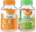 Življenjski vitamin C 750mg + Panax ginseng, Gummies Bundle - odličen okus, Vitamin dopolnilo, Gluten brezplačno, GSO brezplačno, Žvečljivi gumi