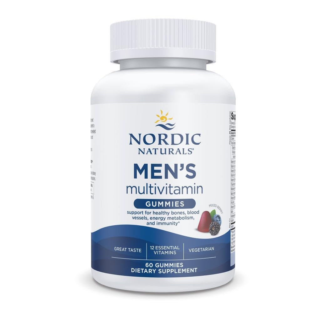 Nordijska narava Moški multivitaminski gumiji, mešano jagodje - 60 Gummies - Podpora zdravim kostem, krvnim posodam, energetiki in imuniteti - Non-GMO, Vegetarian - 30 Služabnikov