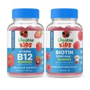 Življenjski sladkor brez vitamina B12 Otroci + Preciotične vlaknine Otroci, Gummies Bundle - odličen okus, Vitamin dodatek, Gluten brezplačno, GSO brezplačno, Žvečljivi gumi